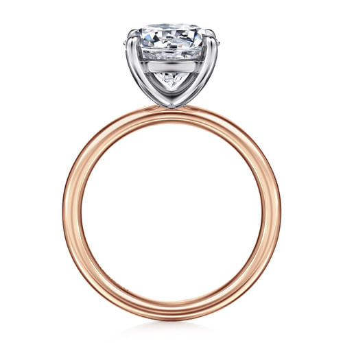 14K White-Rose Gold Round Solitaire Diamond Engagement Ring