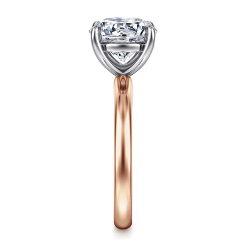 14K White-Rose Gold Round Solitaire Diamond Engagement Ring