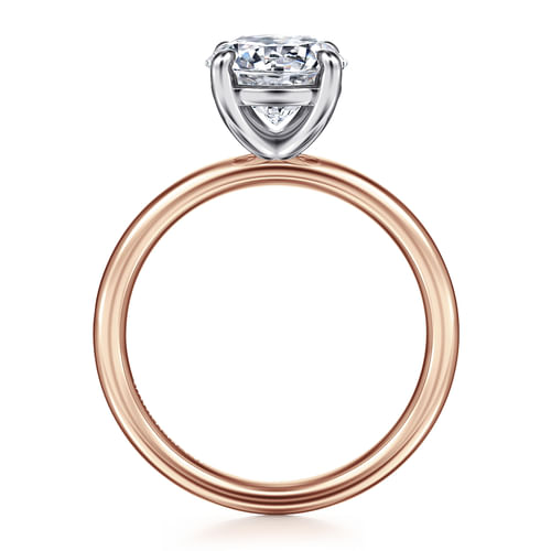 14K White-Rose Gold Round Solitaire Diamond Engagement Ring