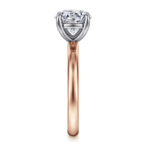 14K White-Rose Gold Round Solitaire Diamond Engagement Ring