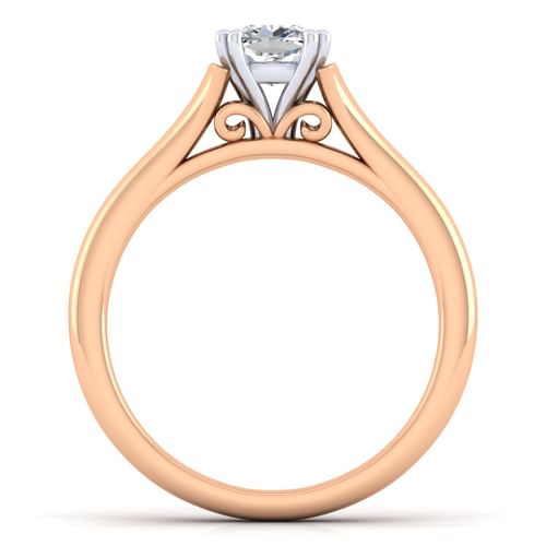 14K White-Rose Gold Split Shank Cushion Cut Diamond Engagement Ring