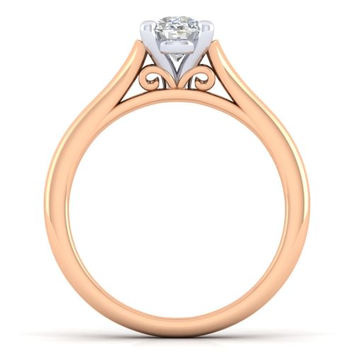 14K White-Rose Gold Split Shank Oval Diamond Engagement Ring