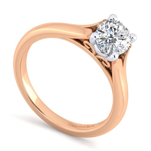 14K White-Rose Gold Split Shank Oval Diamond Engagement Ring