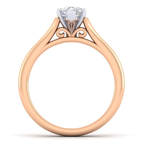 14K White-Rose Gold Split Shank Pear Shape Diamond Engagement Ring