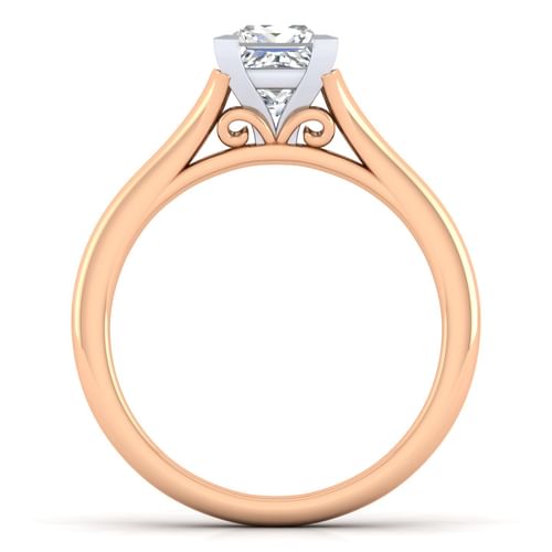 14K White-Rose Gold Split Shank Princess Cut Diamond Engagement Ring