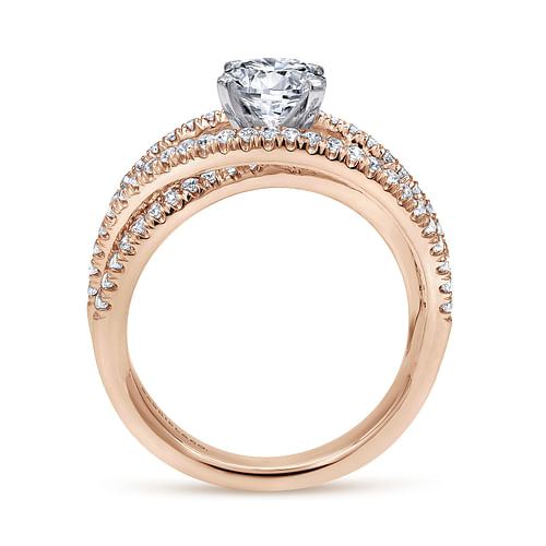 14K White-Rose Gold Split Shank Round Diamond Engagement Ring