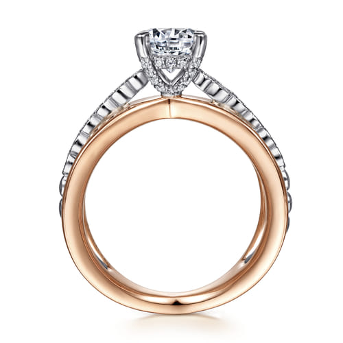 14K White-Rose Gold Split Shank Round Diamond Engagement Ring 14K White-Rose Gold Split Shank Round Diamond Engagement Ring