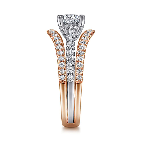 14K White-Rose Gold Split Shank Round Diamond Engagement Ring