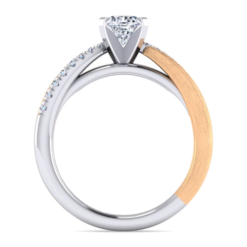 14K White-Rose Gold Twisted Round Diamond Engagement Ring