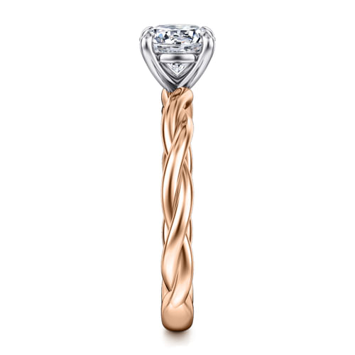 14K White-Rose Gold Twisted Round Diamond Engagement Ring