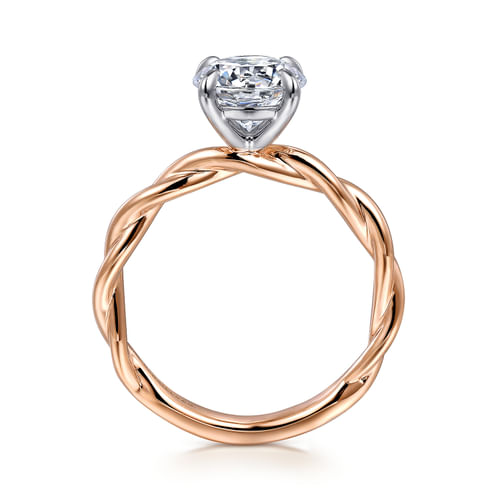 14K White-Rose Gold Twisted Round Diamond Engagement Ring