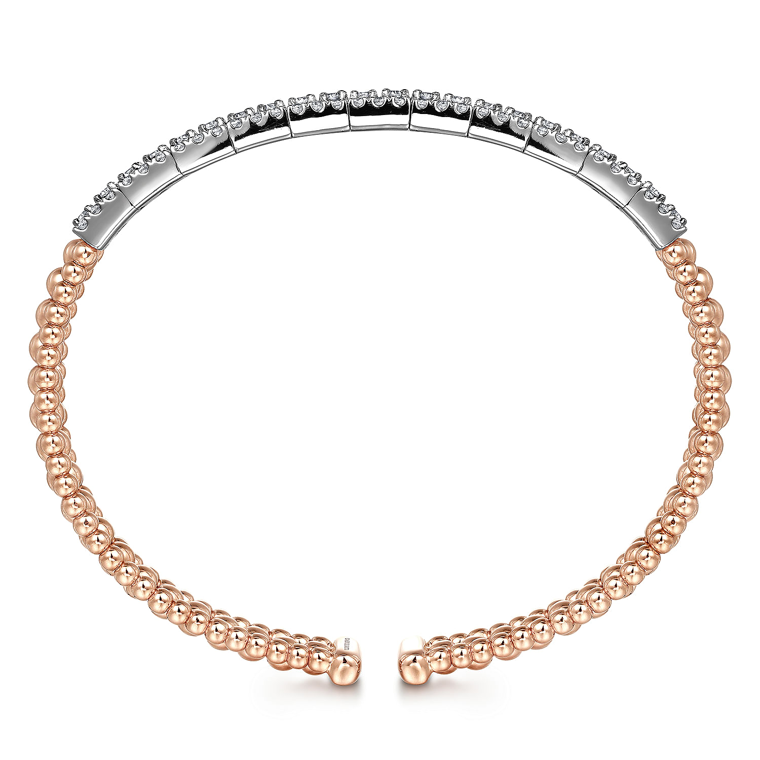 14K White-Rose Gold Wide Bujukan Diamond Cuff Bracelet