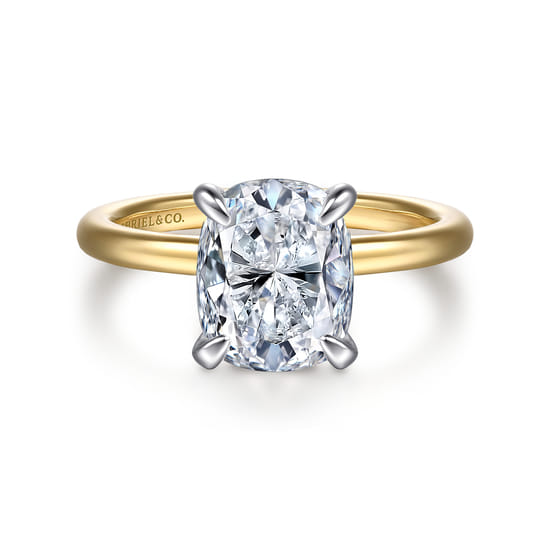 Gabriel - 14K White-Yellow Gold Elongated Cushion Diamond Engagement Ring Gabriel - 14K White-Yellow Gold Elongated Cushion Diamond Engagement Ring