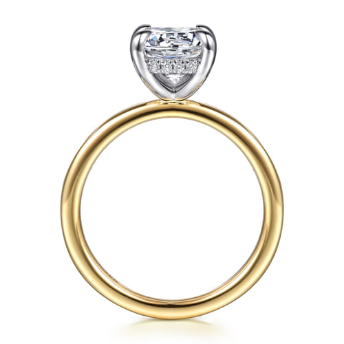 14K White-Yellow Gold  Elongated Cushion Diamond Engagement Ring