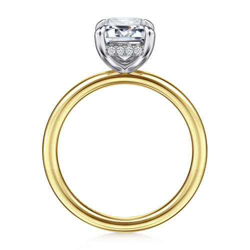 14K White-Yellow Gold  Emerald Cut Diamond Engagement Ring