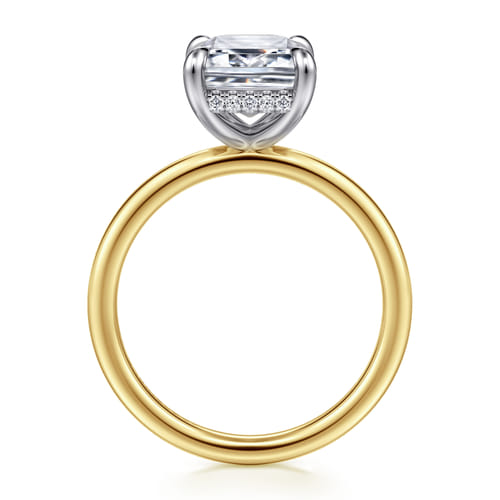 14K White-Yellow Gold  Emerald Cut Diamond Engagement Ring
