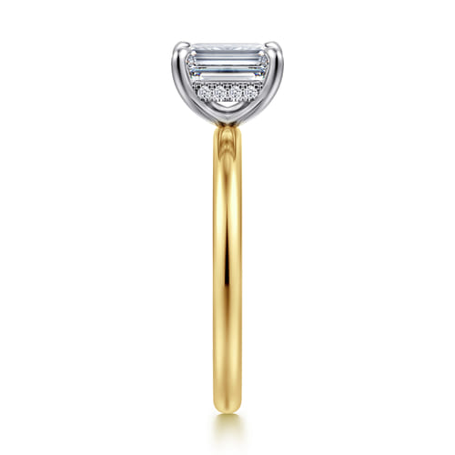 14K White-Yellow Gold  Emerald Cut Diamond Engagement Ring
