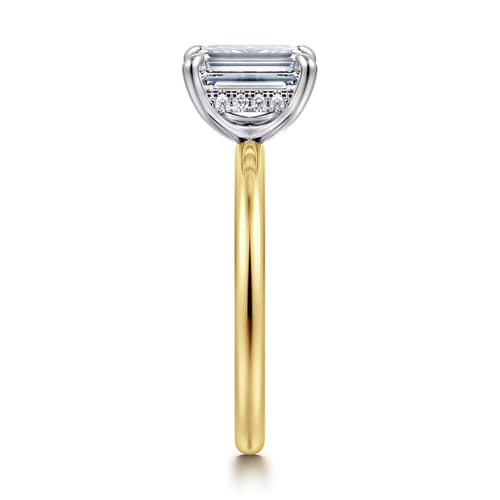 14K White-Yellow Gold  Emerald Cut Diamond Engagement Ring