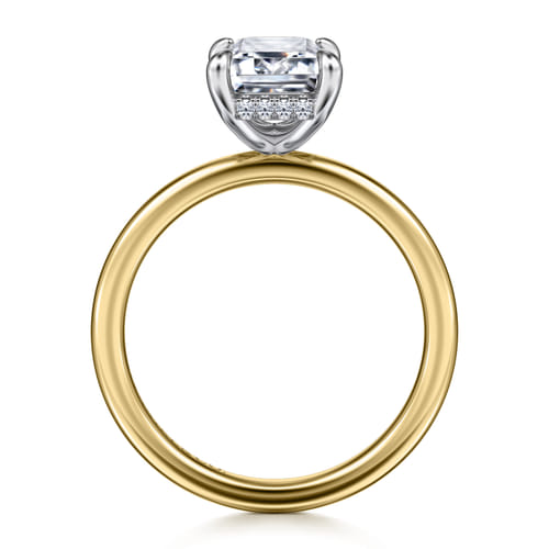 14K White-Yellow Gold  Emerald Cut Diamond Engagement Ring