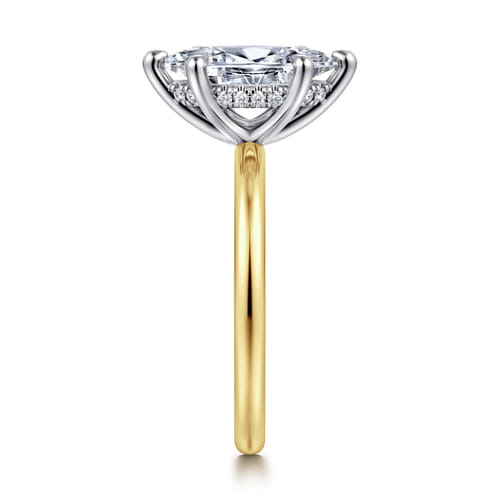 14K White-Yellow Gold  Marquise Shape Diamond Engagement Ring