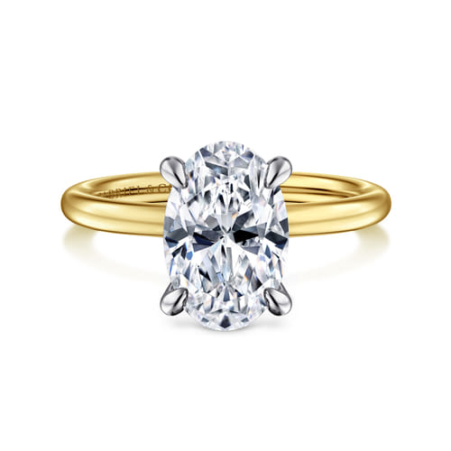 14K White-Yellow Gold Oval Diamond Engagement Ring 14K White-Yellow Gold Oval Diamond Engagement Ring
