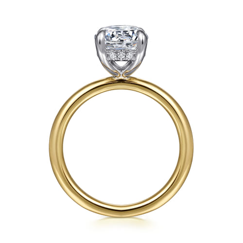 14K White-Yellow Gold  Oval Diamond Engagement Ring