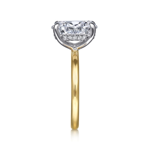 14K White-Yellow Gold  Oval Diamond Engagement Ring