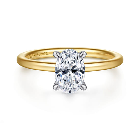 Gabriel - 14K White-Yellow Gold  Oval Diamond Engagement Ring