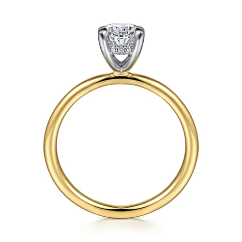 14K White-Yellow Gold  Oval Diamond Engagement Ring
