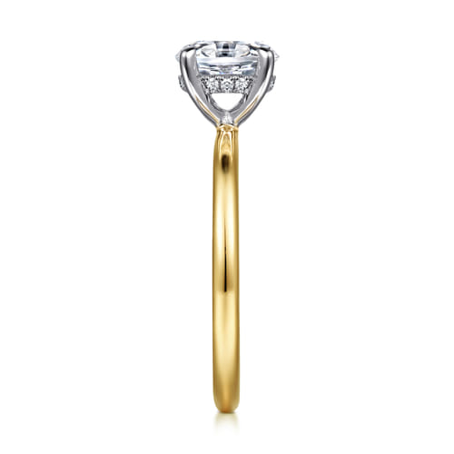 14K White-Yellow Gold  Oval Diamond Engagement Ring
