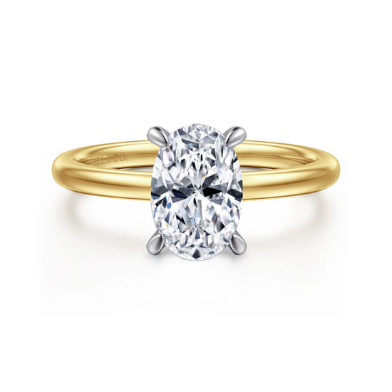 Gabriel - 14K White-Yellow Gold  Oval Diamond Engagement Ring