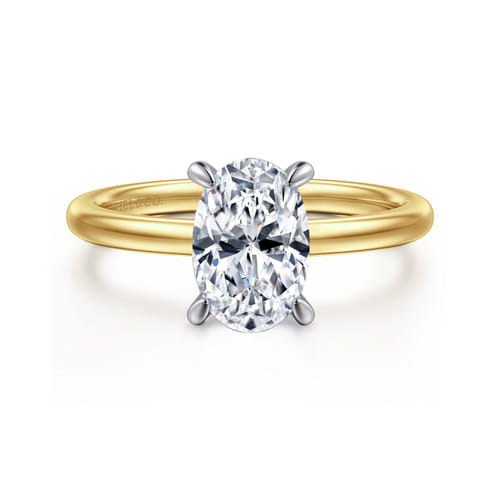 14K White-Yellow Gold Oval Diamond Engagement Ring 14K White-Yellow Gold Oval Diamond Engagement Ring