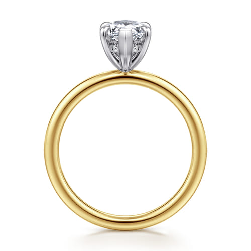 14K White-Yellow Gold  Pear Shape Diamond Engagement Ring