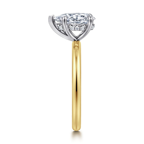 14K White-Yellow Gold  Pear Shape Diamond Engagement Ring