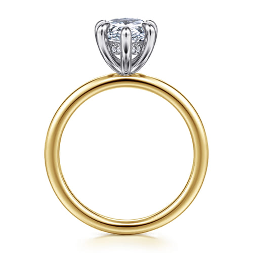 14K White-Yellow Gold  Pear Shape Diamond Engagement Ring