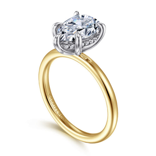 14K White-Yellow Gold  Pear Shape Diamond Engagement Ring