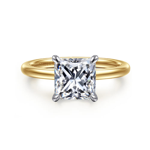 14K White-Yellow Gold  Princess Cut Diamond Engagement Ring