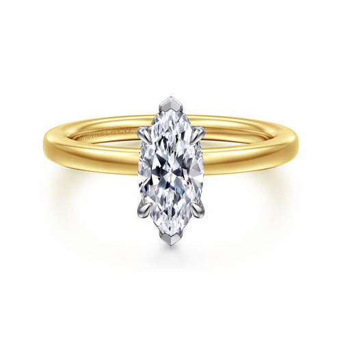 14K White-Yellow Gold  Radiant Cut Diamond Engagement Ring