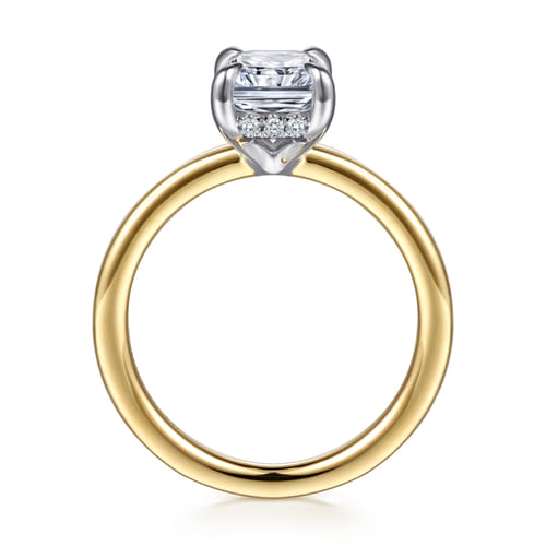 14K White-Yellow Gold  Radiant Cut Diamond Engagement Ring