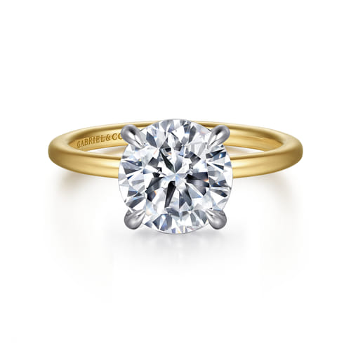14K White-Yellow Gold  Round Diamond Engagement Ring
