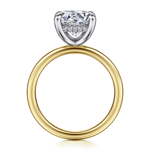 14K White-Yellow Gold  Round Diamond Engagement Ring