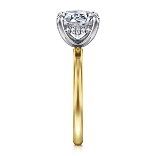 14K White-Yellow Gold  Round Diamond Engagement Ring