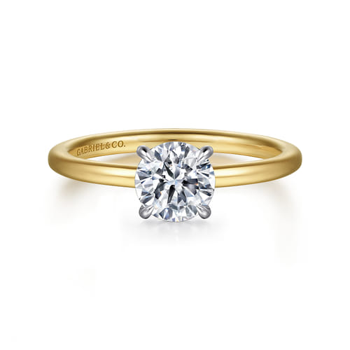 14K White-Yellow Gold  Round Diamond Engagement Ring