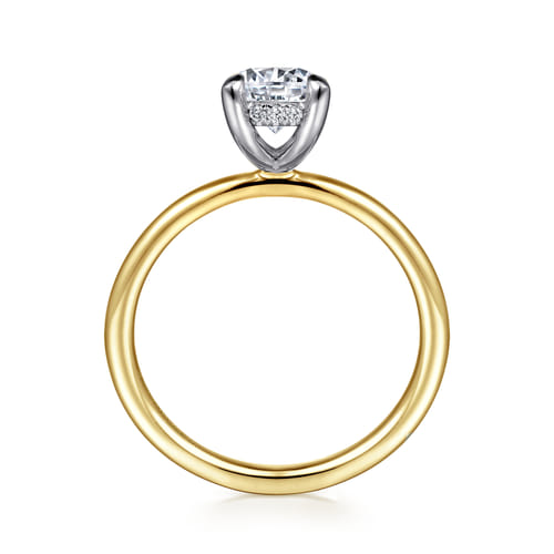 14K White-Yellow Gold  Round Diamond Engagement Ring