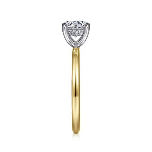 14K White-Yellow Gold  Round Diamond Engagement Ring