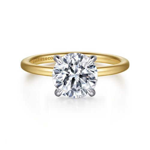 14K White-Yellow Gold Round Diamond Engagement Ring 14K White-Yellow Gold Round Diamond Engagement Ring
