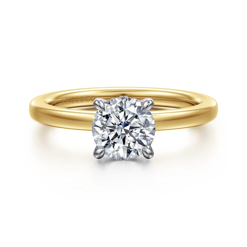 14K White-Yellow Gold  Round Diamond Engagement Ring