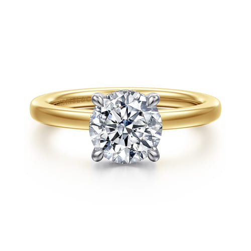 14K White-Yellow Gold  Round Diamond Engagement Ring