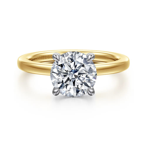 14K White-Yellow Gold  Round Diamond Engagement Ring