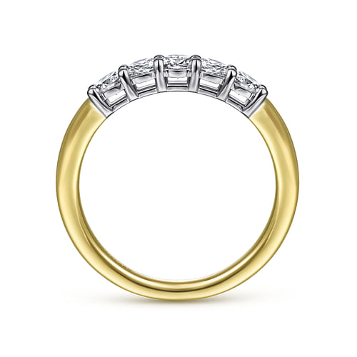 14K White-Yellow Gold 5 Stone Diamond Anniversary Band